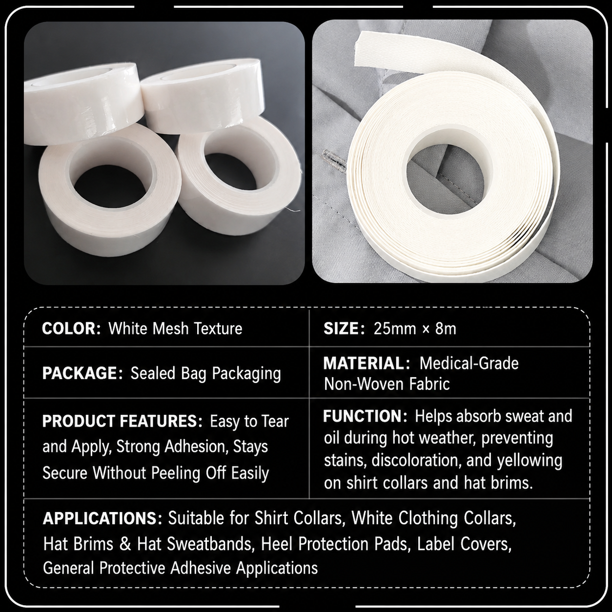 ✨Multi-Use Sweat Guard Strips for Collars, Hats & Heels👕🧢👟