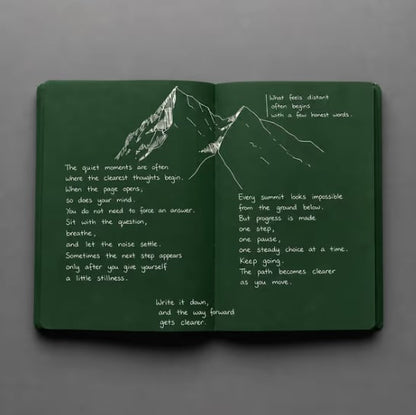 💚 Deep Green Blank Notebook with White Gel Pen | Aesthetic Writing & Sketch Journal