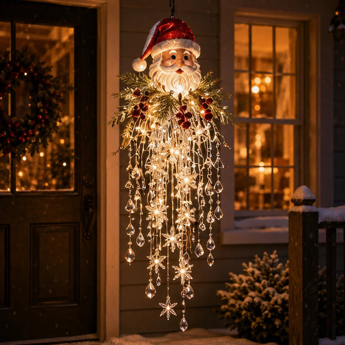 Crystal Cascade Christmas Light™ – Hängende LED-Veranda-Deko: Schneeflocke & Kristalle ✨❄️