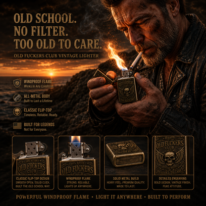 ☠️ Old Fuckers Club Vintage Lighter | 2026 Limited Edition Collectible Metal Lighter