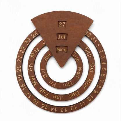 ⏳Time-Limited Special⏰Circular Wooden Rotating Perpetual Calendar Wall Hanging Decoration