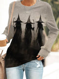 Women'S Witch Print Long Sleeve Sweatshirt