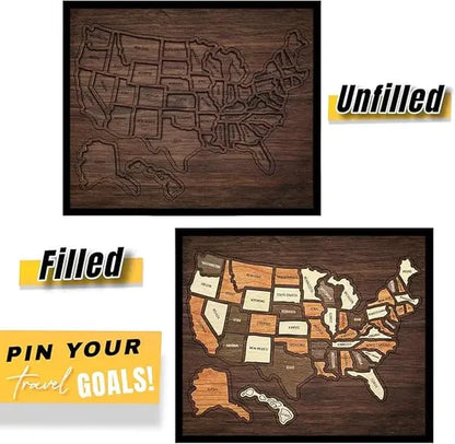 🔥Limited Time 49% off – USA Wooden Travel Map Puzzle for Adventure Lovers
