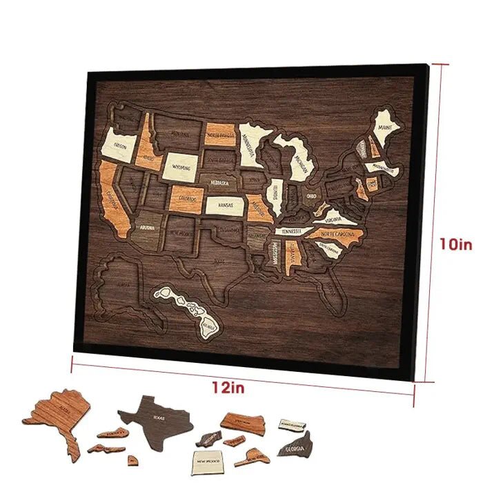 🔥🔥Limited Time 49% off – USA Wooden Travel Map Puzzle for Adventure Lovers