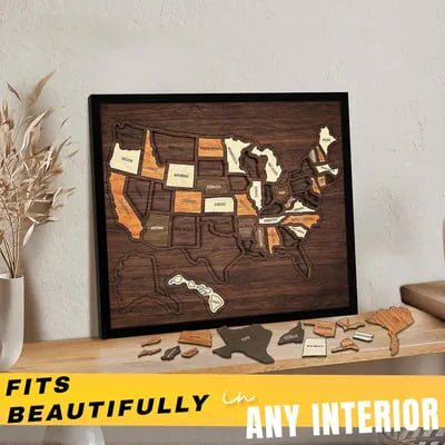 🔥🔥Limited Time 49% off – USA Wooden Travel Map Puzzle for Adventure Lovers