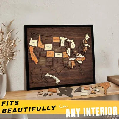 🔥Limited Time 49% off – USA Wooden Travel Map Puzzle for Adventure Lovers