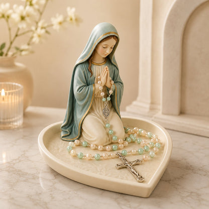 ✝️ HOT SALE 50% OFF - Graceful Faith Virgin Mary Ceramic Rosary Holder Keepsake Tray