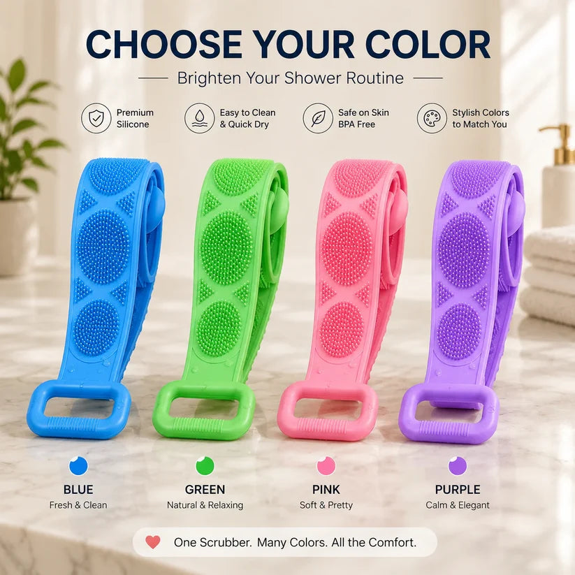 🛁 Limited-Time 49% OFF 💦 Silicone Bath Brush Double-Sided Exfoliating Back Scrubber
