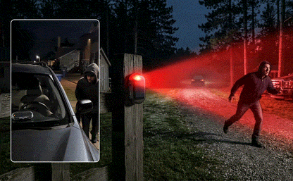 Solar Powered Motion Sensor Strobe Light & Loud Siren Alarm