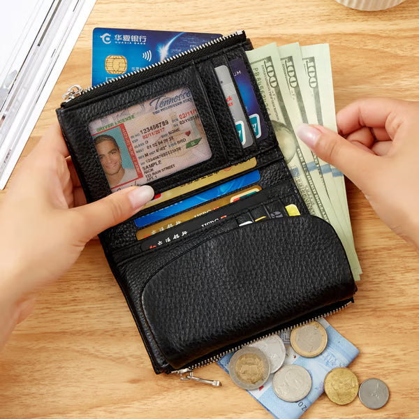 ✨⏰Unisex Pebble Real Leather RFID Wallet🔥