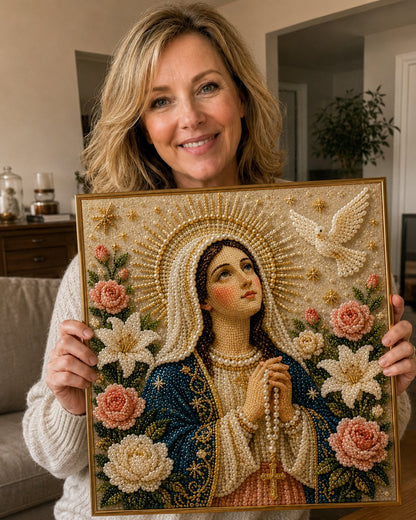 🙏 Divine Pearl Bead Virgin Mary Icon – A Peaceful DIY Faith Art Gift ✨