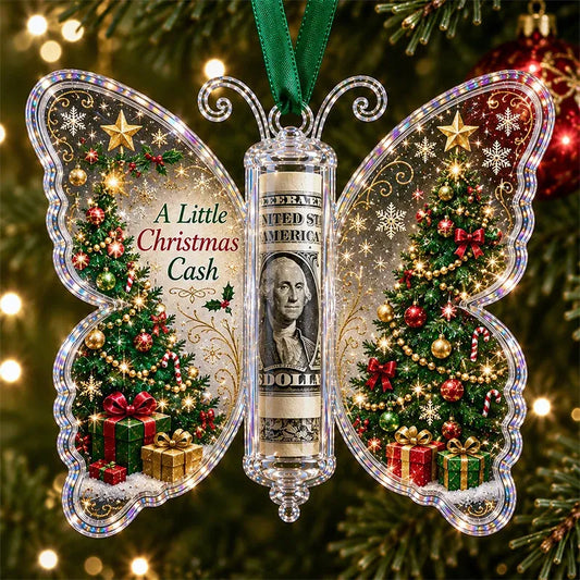 🎄🦋 Christmas Cash Gift Butterfly Ornament – Holiday Money Holder Keepsake 💵✨