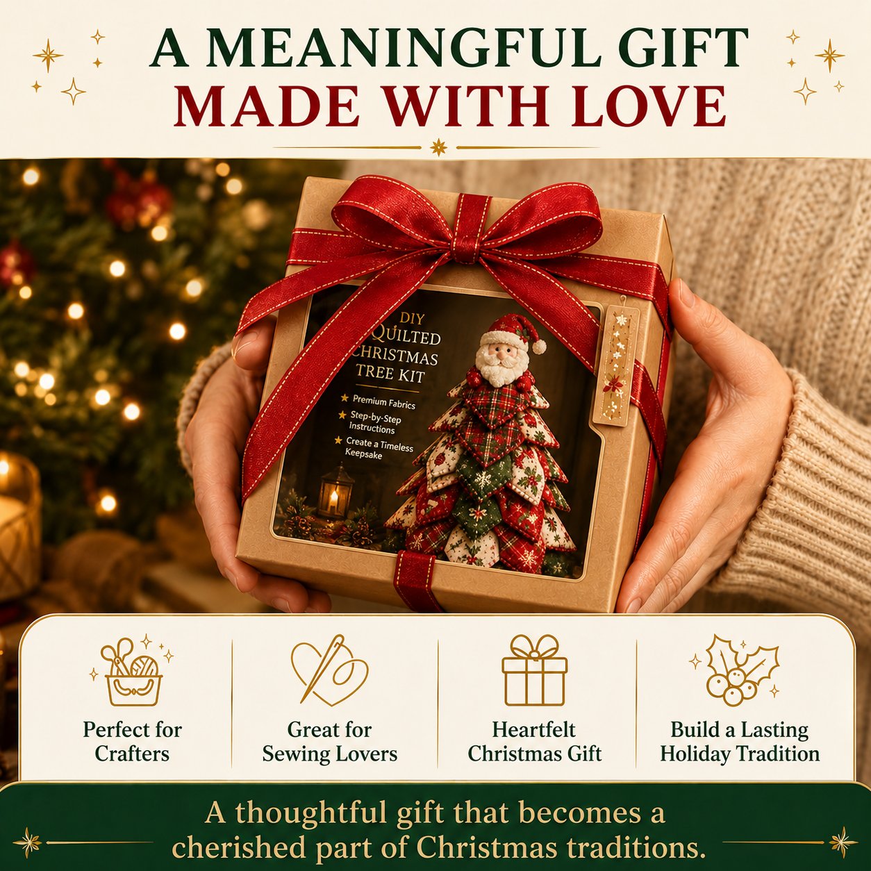 🔥LAST DAY 50% OFF - 🎄🧵DIY Quilted Christmas Tree Kit – Handmade Fabric Holiday Tabletop Tree Decor