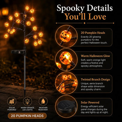 Pumpkin Solar Branch Lights - Halloween Garden Stakes