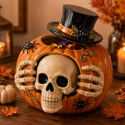 Trick-or-Treat | Skull Pumpkin Candy Jar