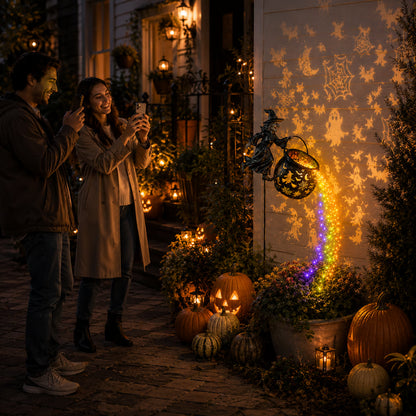 Halloween Witch Cauldron Rainbow Light Garden Decoration