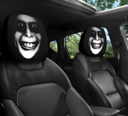 Funny Cartoon Car Headrest Covers – 2PCS Universal Fit