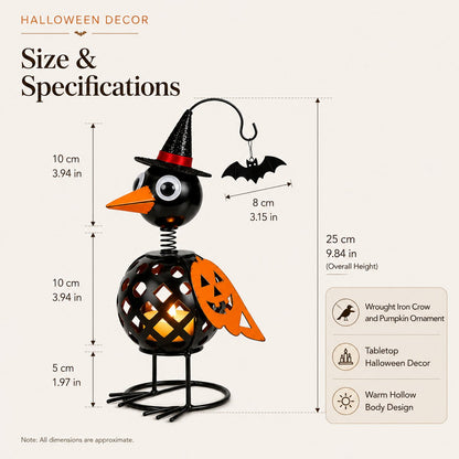 Wrought Iron Crow and Pumpkin Ornament🐦🎃