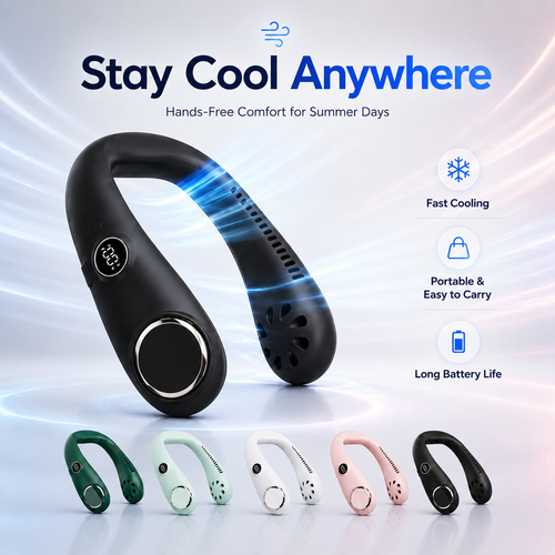 🔥 49% OFF 🍃Portable Neck Fan – Hands-Free Cooling for Hot Summer Days