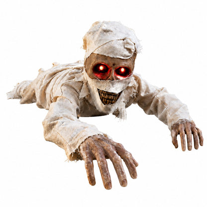 💀Sound-Activated Animated Crawling Mummy with Glowing Red Eyes