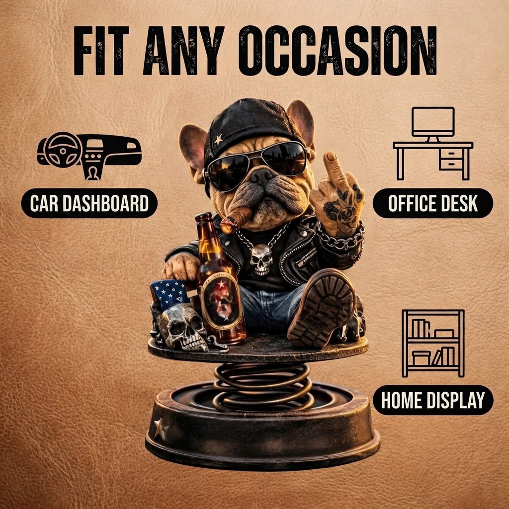 Grumpy “Too Old to Care” Bobblehead – Fun Spring-Loaded Car Dashboard Decor