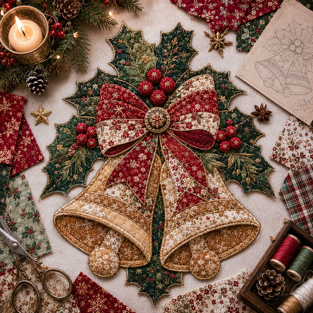🔥LAST DAY 50% OFF - 🎅Christmas Patchwork Fabric DIY Decor Kit – Stunning Results, Zero Experience Needed
