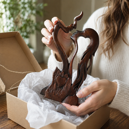 Hand-Carved Christian Love Sculpture – Wooden Couple Statue for Wedding & Anniversary Gift - product view