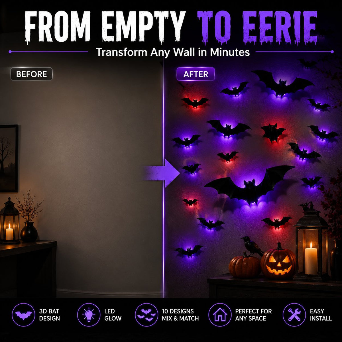 🦇 Halloween Sale: 3D LED Flying Bat Wall Decor – Create a Spooky Atmosphere in Minutes