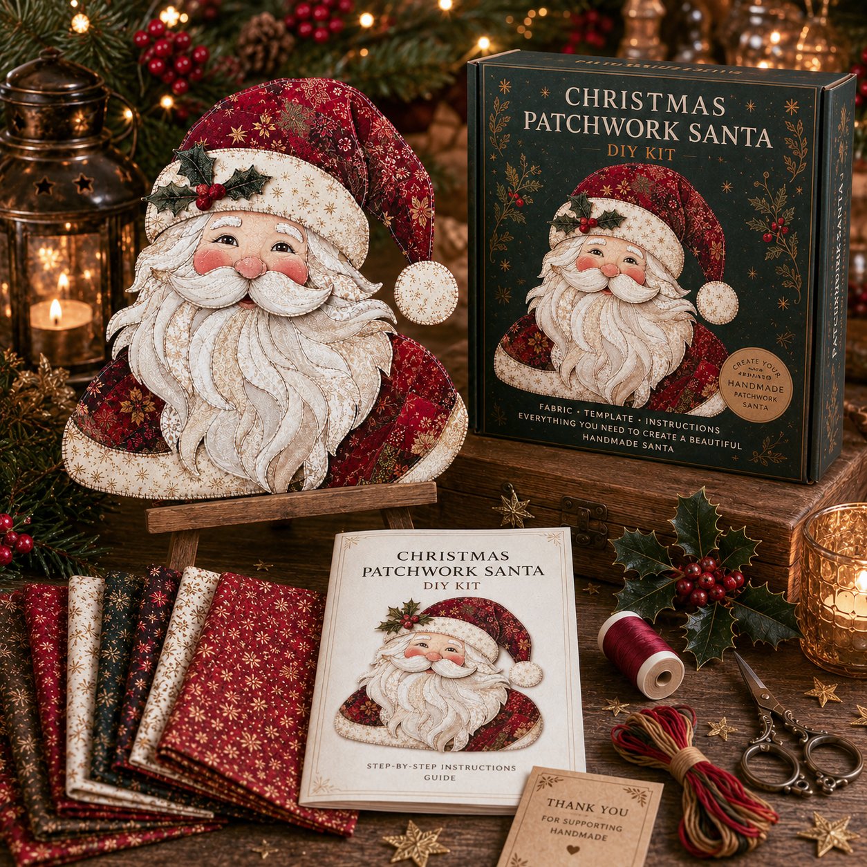 🔥LAST DAY 50% OFF - 🎅Christmas Patchwork Fabric DIY Decor Kit – Stunning Results, Zero Experience Needed