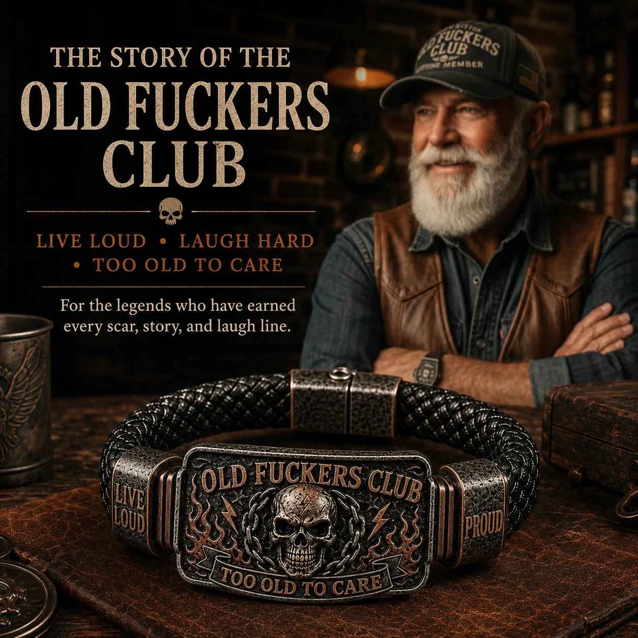 ☠️ Old Fuckers Club & Wild Freedom 🪓 | 2026 Limited Edition Vintage Bracelet - Only 17 Left