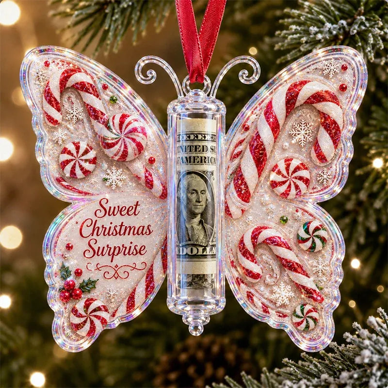 🎄🦋 Christmas Cash Gift Butterfly Ornament – Holiday Money Holder Keepsake 💵✨