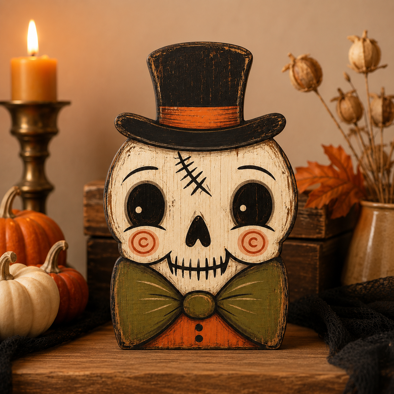 👻🔥Vintage Halloween Wooden Character Tabletop Deco