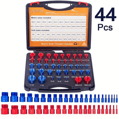 🔥 🔩44Pcs Alloy Nut & Bolt Thread Size Checker Kit