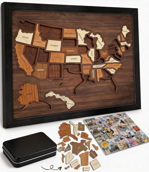 🔥🔥Limited Time 49% off – USA Wooden Travel Map Puzzle for Adventure Lovers