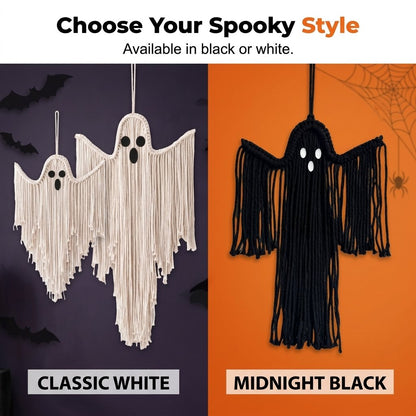 👻Handcrafted Woven Halloween Ghost Wall Decor - Cute Boho Hanging Ghost Decoration for Front Door, Porch & Indoor Home🎃