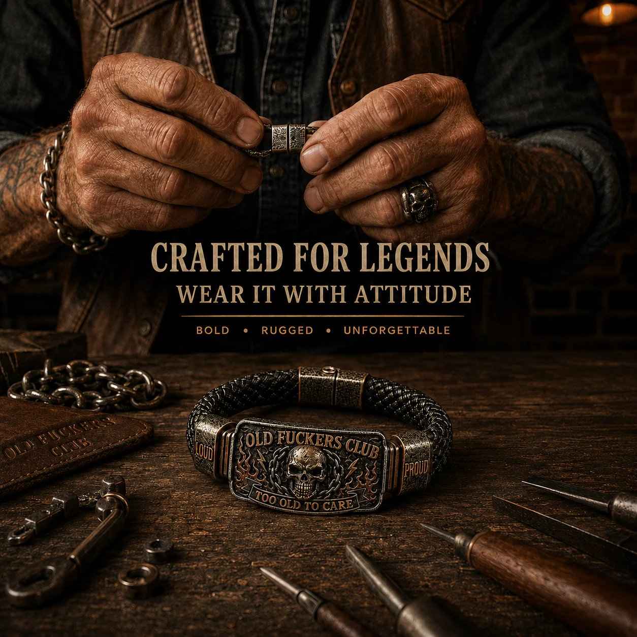 ☠️ Old Fuckers Club & Wild Freedom 🪓 | 2026 Limited Edition Vintage Bracelet - Only 17 Left