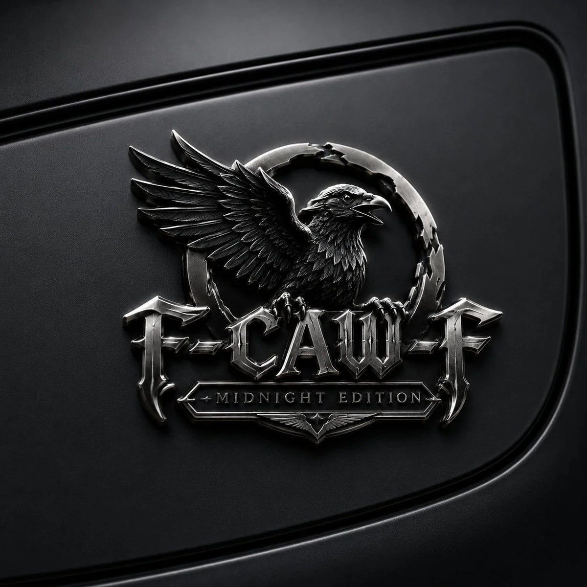 🦅 F-CAW-F™ Midnight Edition Metal Emblem - Premium Raven Badge For Drivers With Attitude