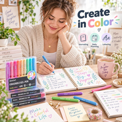 ✍️ 9-Color Erasable Gel Pen Set — 0.6mm Quick-Dry Twist Pens 🎨