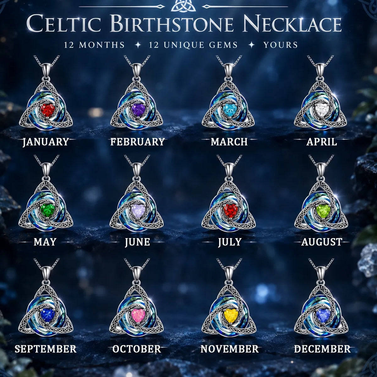 💖 Personalized Birthstone Celtic Knot Necklace for Women 🎁