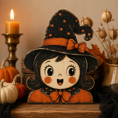 👻🔥Vintage Halloween Wooden Character Tabletop Deco