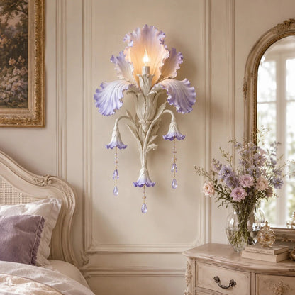 Enchanted Iris Bloom Wall Sconce