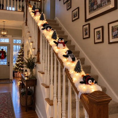 🔥Hot Sale 40% OFF🔥Playful Penguin Snowy Stair Railing Decor