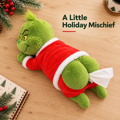🎁Last Day 49% OFF🔥🎄Grinch Plush Tissue Box Cover | Funny Christmas Grinch Tissue Holder, Festive Home Decor & Novelty Holiday Gift