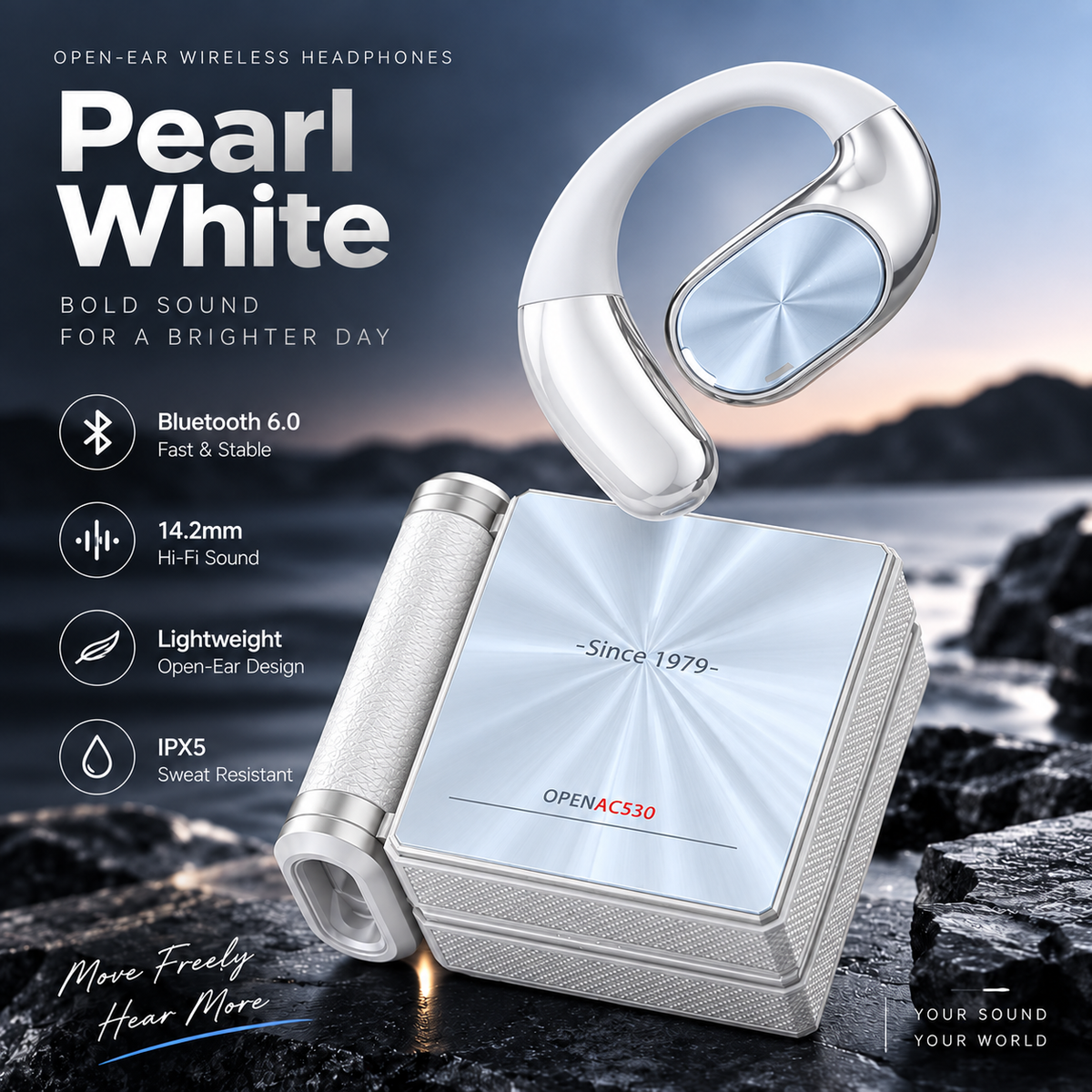 🎧 Open-Ear Wireless Ear-Hook Headphones with Bluetooth 6.0 & Hi-Fi Sound ⚡🎶