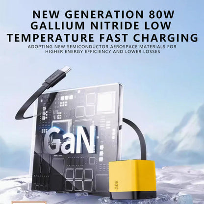 💥65w Fast Charging Phone Charger Block With Retractable 80cm Type-c Cable