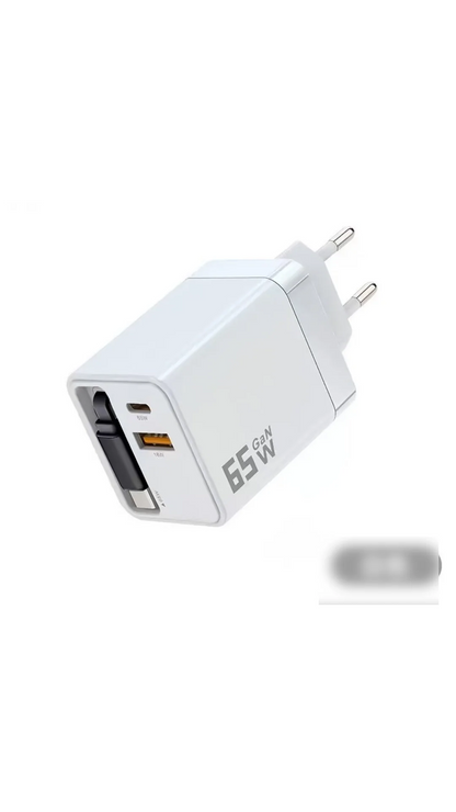 💥65w Fast Charging Phone Charger Block With Retractable 80cm Type-c Cable