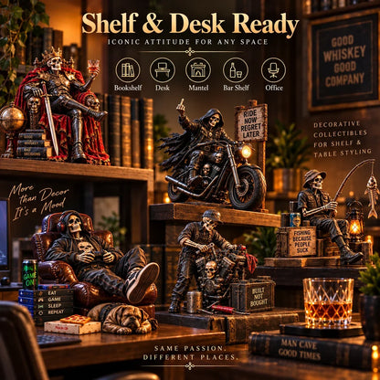 💀🔥 Bad to the Bone – 6 Dark Humor Skeleton Collectibles for Men, Man Cave Decor & Unique Gifts 🎁