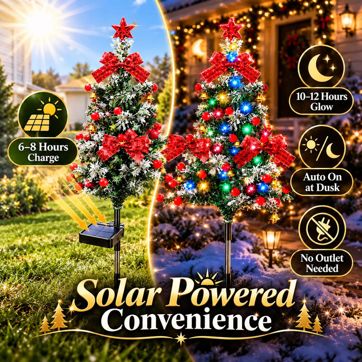 🌱 Solar Cedar Christmas Tree Lights🔥| Festive Outdoor Holiday Decor🔥