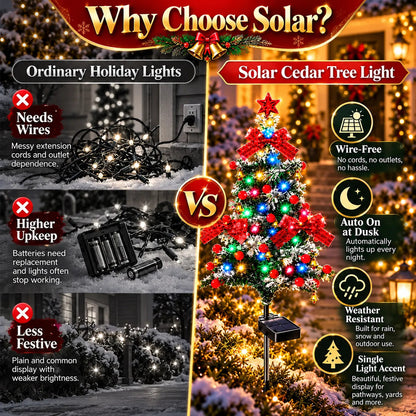 🌱 Solar Cedar Christmas Tree Lights🔥| Festive Outdoor Holiday Decor🔥