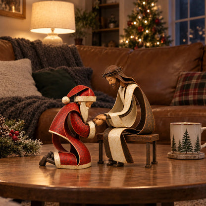 🔥LAST DAY 49% OFF✝️🎅Santa Kneeling Before Jesus Christmas Figurines